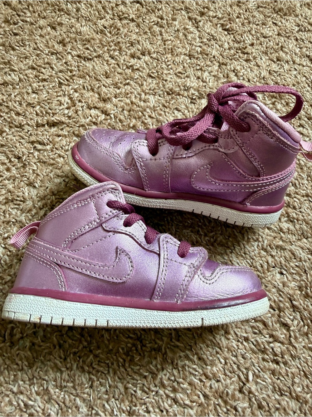 Nike Air Jordan 1 Mid SE Toddler Metallic Pink Basketball Shoes Sneakers Kids